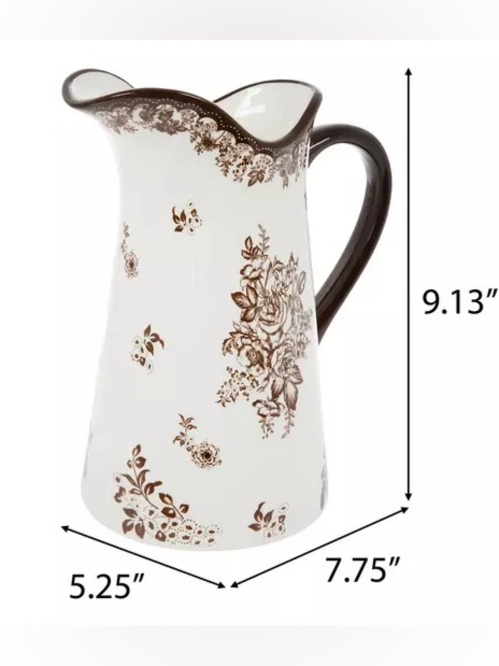 Brown & White Floral Toile Pitcher - Picture 2 of 2